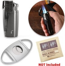 Load image into Gallery viewer, Luxurious Leather and Cedar Cigar Case with Jet Lighter - Perfect for On-the-Go