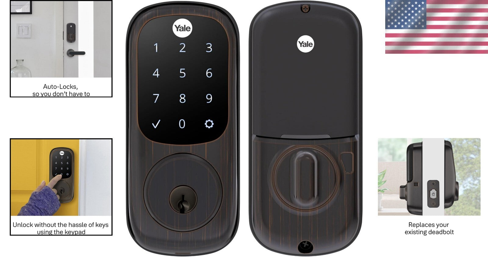 Easy-Install Bronze Deadbolt with Touchscreen Keypad - Safety & Style Combined