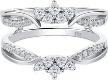Load image into Gallery viewer, Rose Gold Plated Sterling Silver Guard Ring Enhancer with Cubic Zirconia