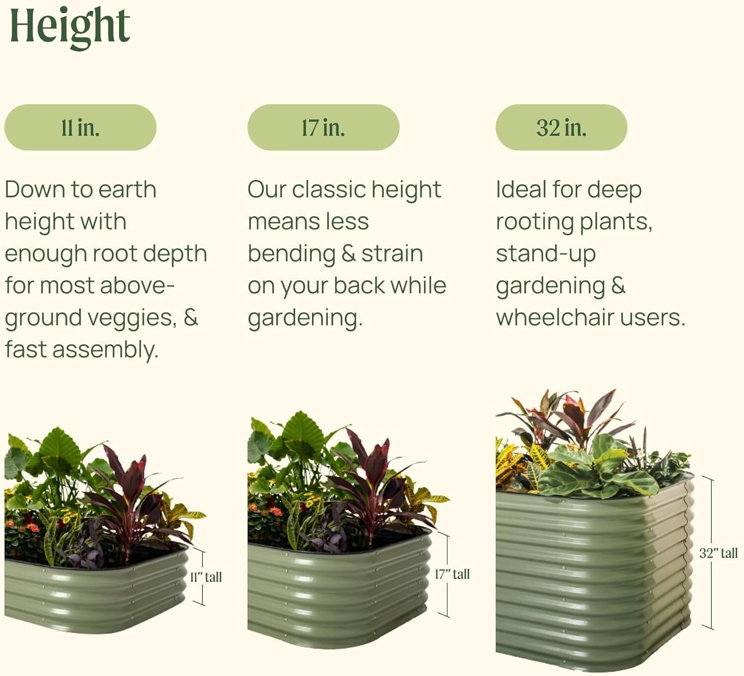 Durable 17" Tall Modular Metal Raised Planter Bed - Weather Resistant Garden Kit