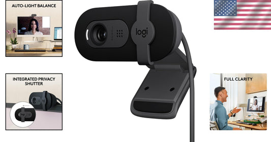 Brio 101 Full HD 1080p Webcam with Mic & Privacy Shutter – Perfect for Meetings