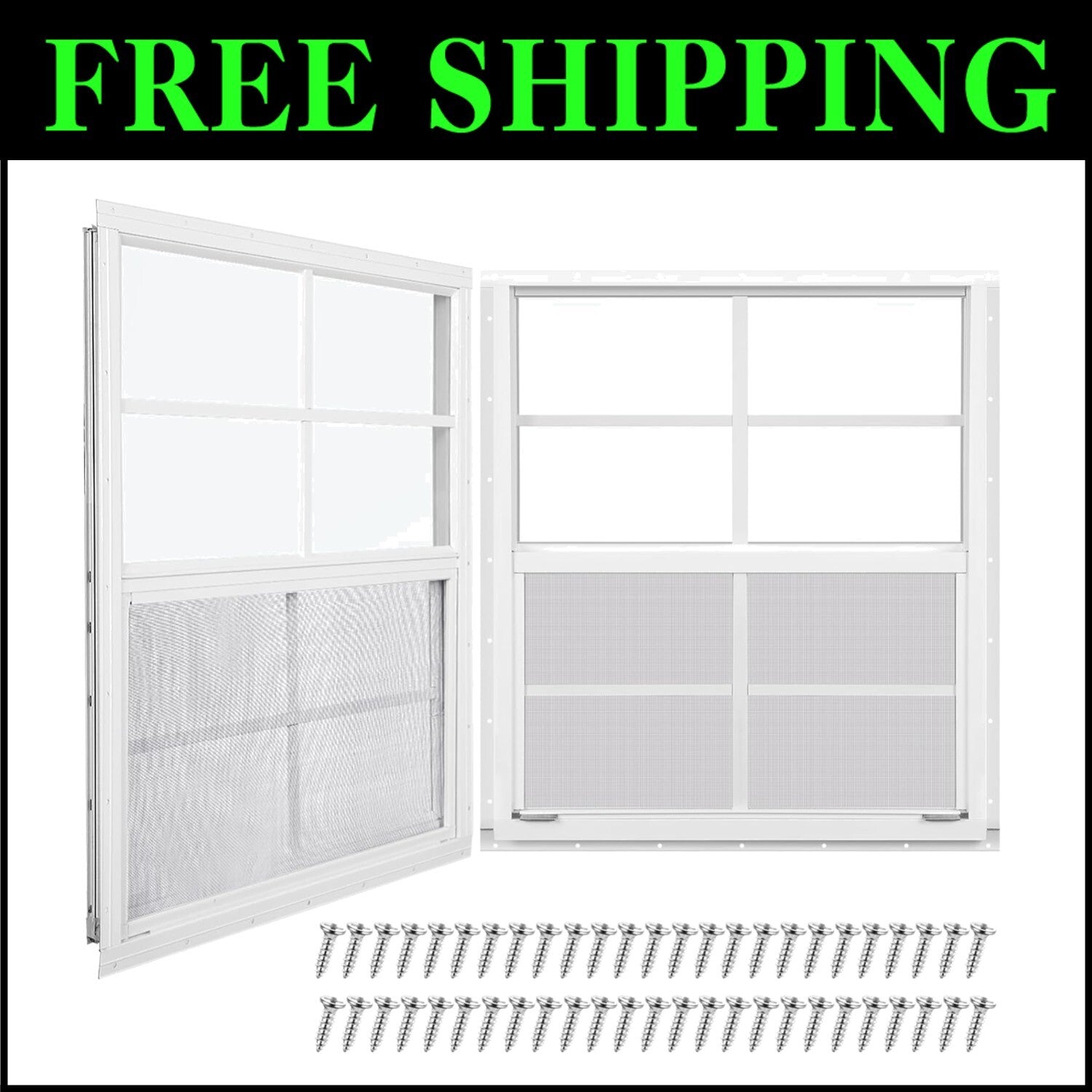 18''x23'' Tempered Glass Outdoor Windows - Complete with Screws & Screens