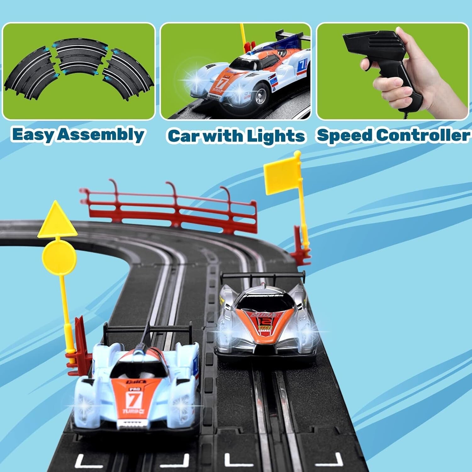 Exciting Electric Racing Track Set with Slot Cars for Boys - Great Family Fun!