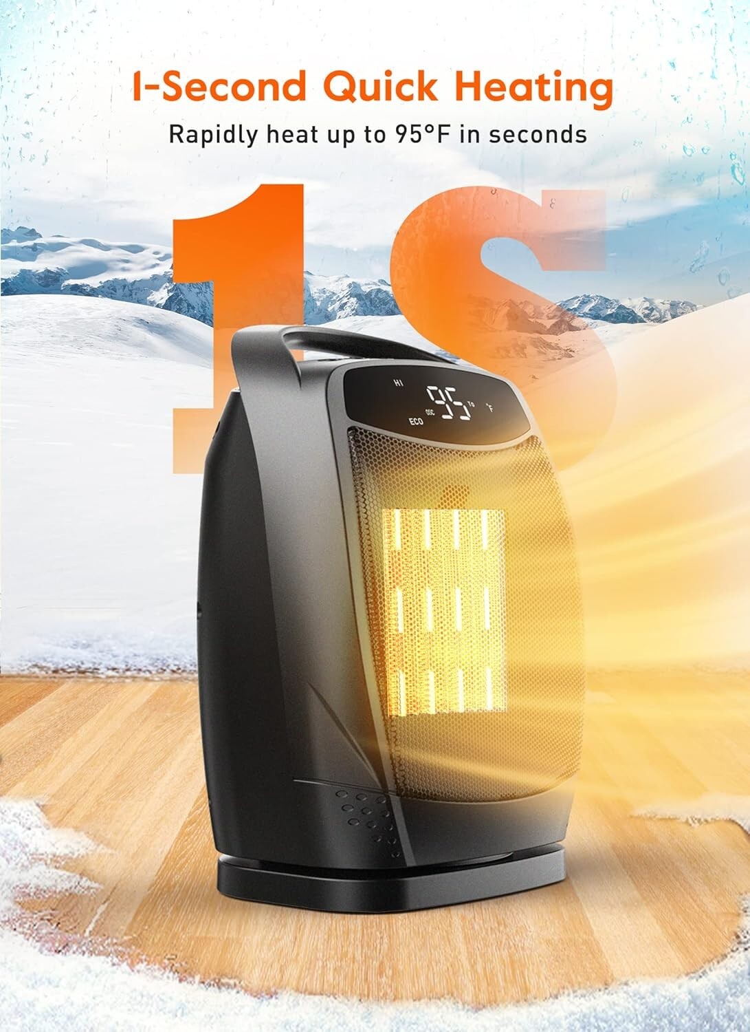 1500W/750W Portable Ceramic Space Heater with Adjustable Thermostat & Safety ...