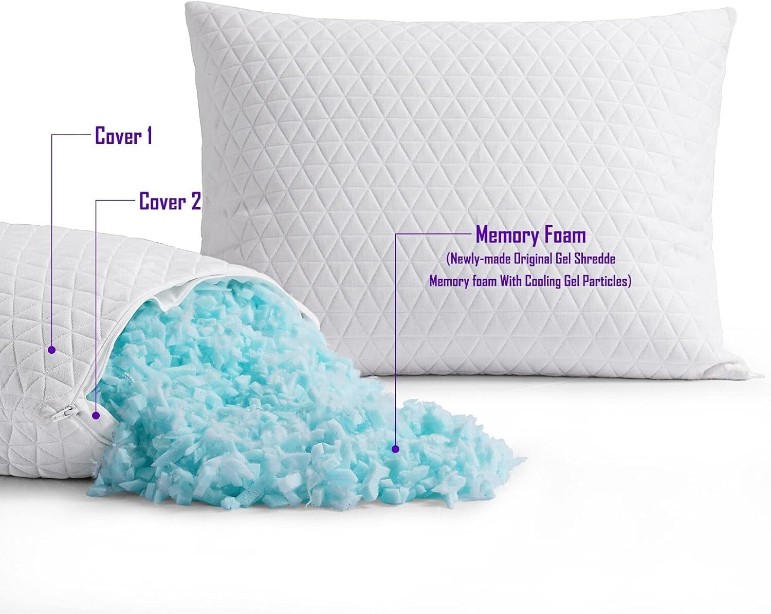Cooling Adjustable King Size Memory Foam Pillows - Soft Support for All Sleepers