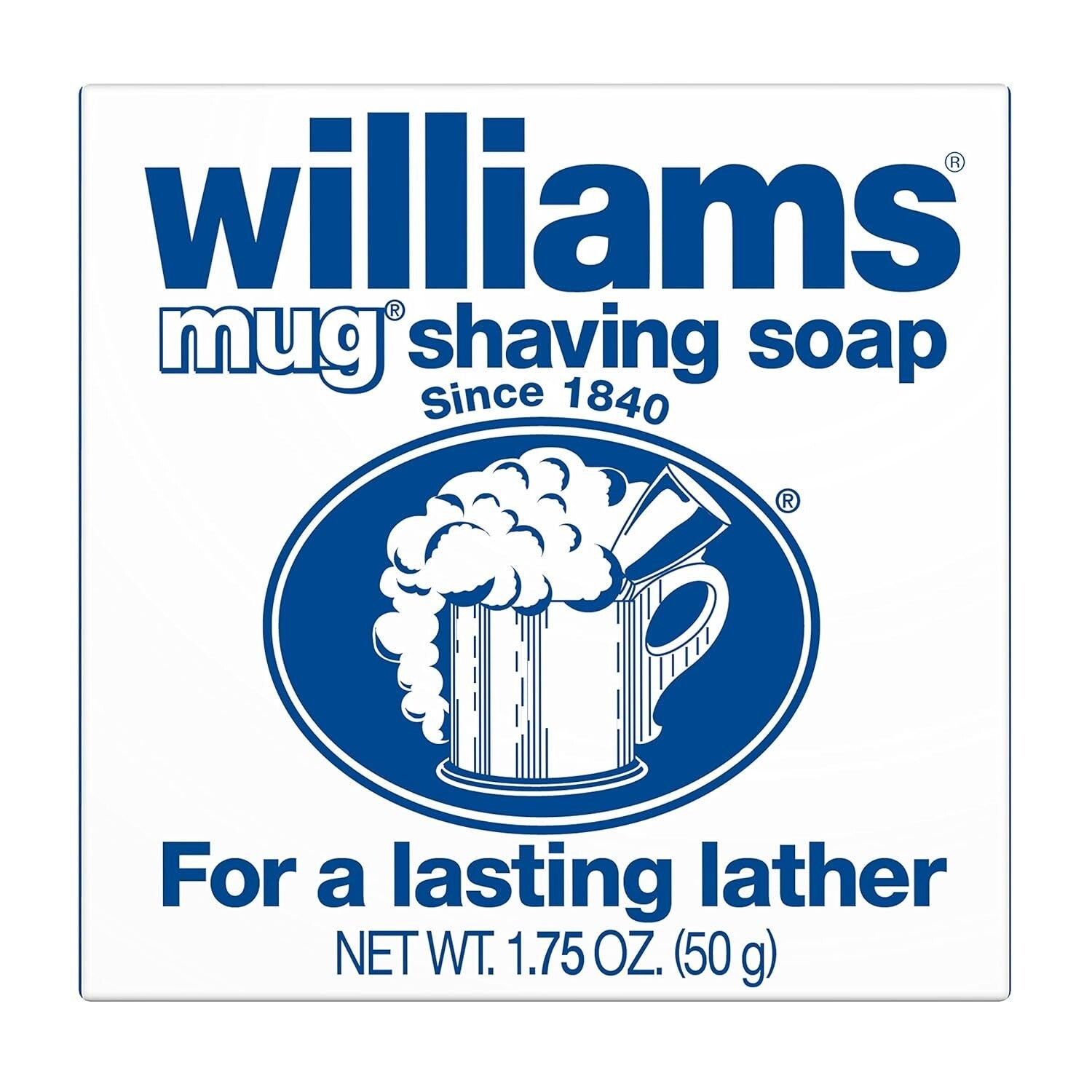 Williams Mug Shaving Soap Bar 1.75 oz - Perfect Foaming Lather for All Skin