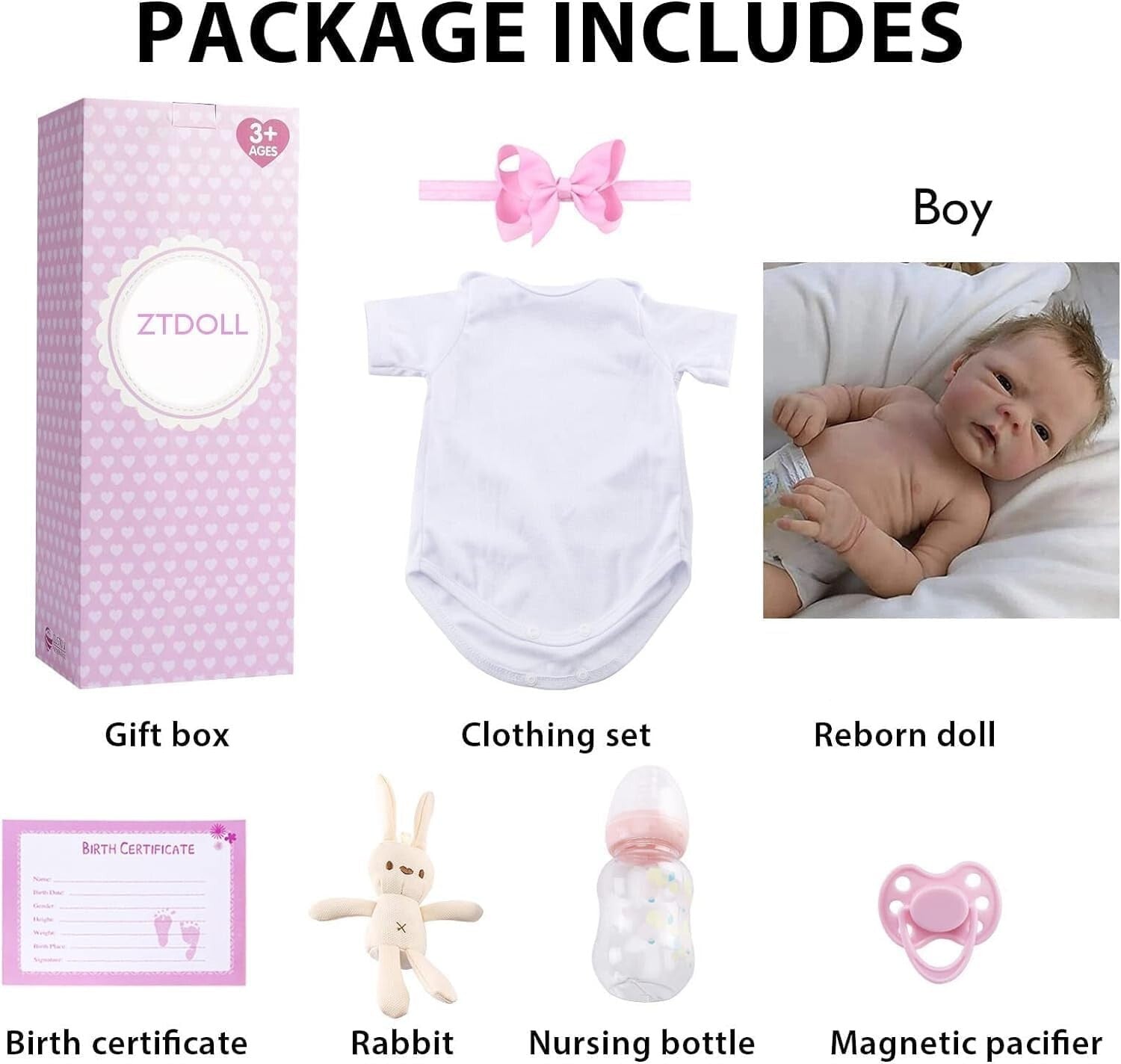 18" Lifelike Reborn Baby Boy Doll - Weighted Soft Body for Realistic Play