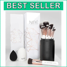 Load image into Gallery viewer, Complete Professional Vegan Makeup Brush Set - Soft Brushes &amp; Eco-Friendly Case
