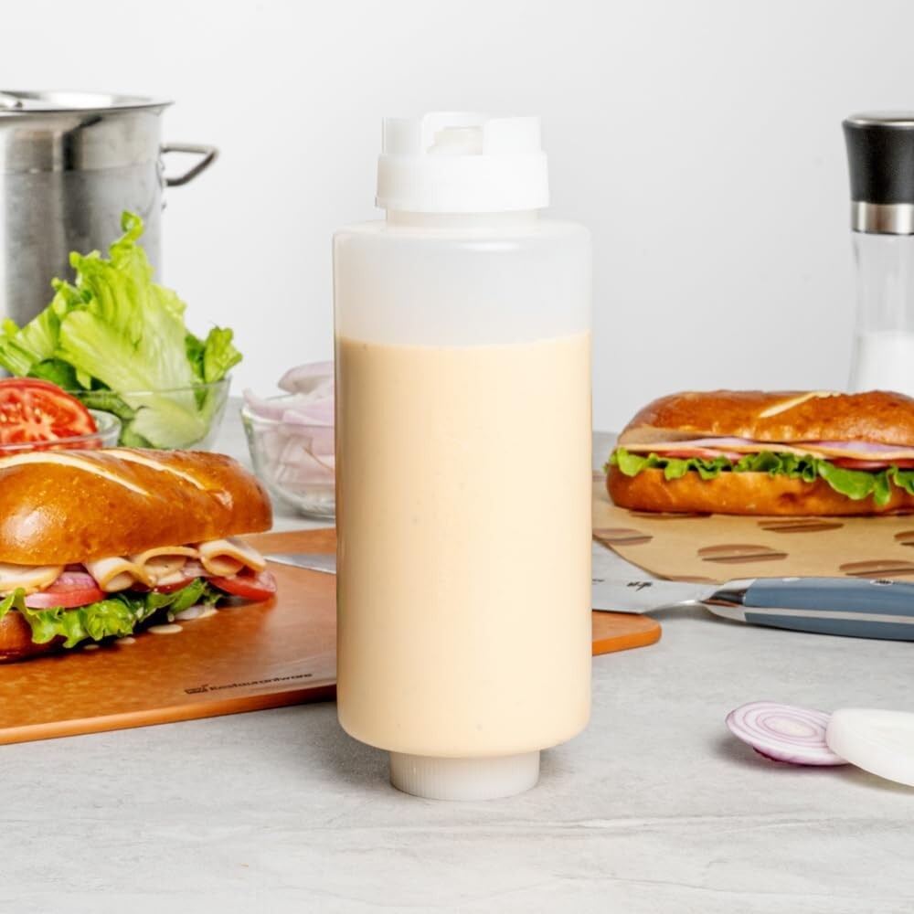 32oz Reusable Clear Squeeze Bottles - Perfect for Sauces & Oils (6 Count)