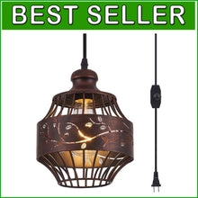 Load image into Gallery viewer, Mid Century Plug-In Pendant Light with 16ft Cord - Adjustable Warm Lighting