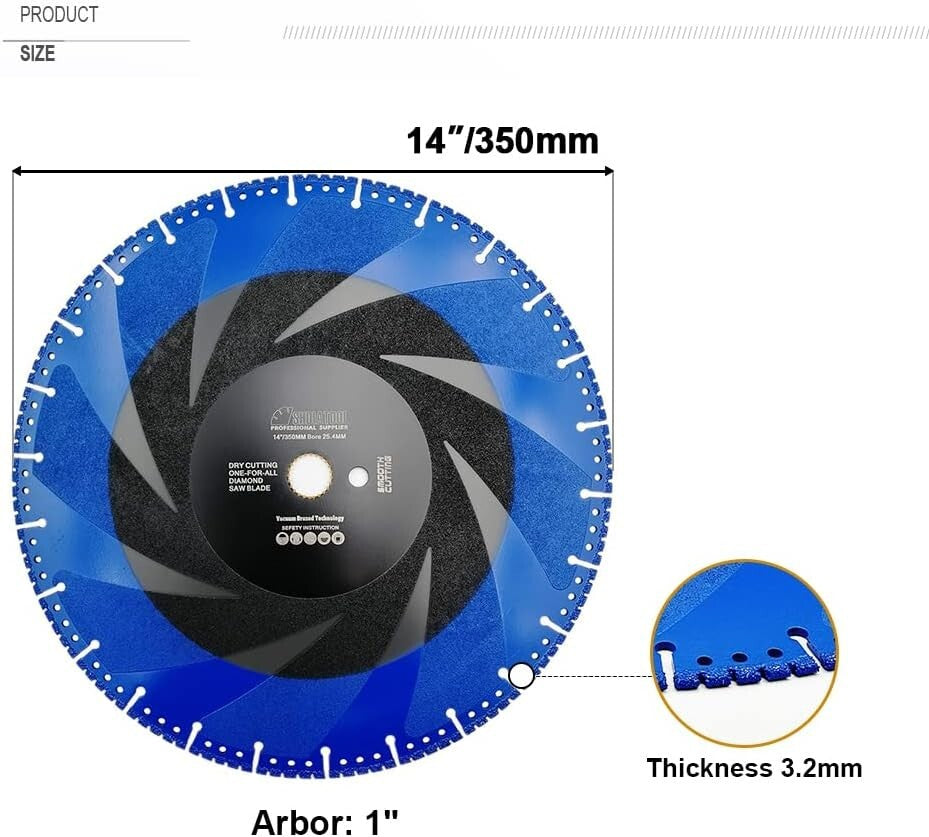 Durable 14 Inch Diamond Blade with Abrasive Coating for Long-Lasting Performance