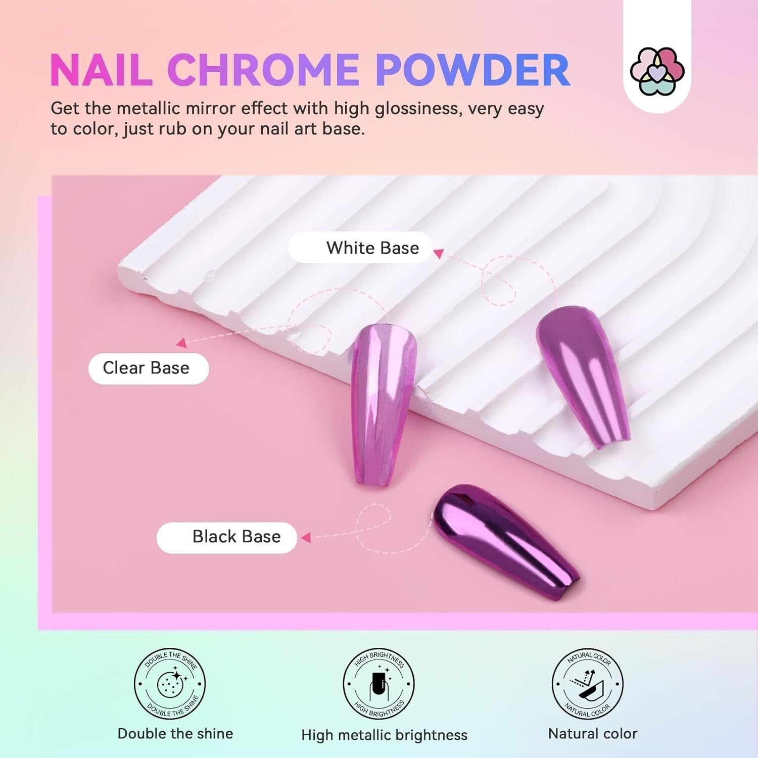 Versatile Chrome Powder Nail Art Kit: 48 Colors & Sponge Applicators Included