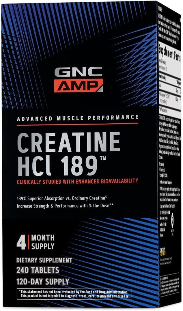 AMP Creatine HCl 189 Pills - Clinically Proven Muscle Builder & Performance