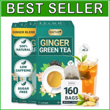 Load image into Gallery viewer, Natural Ginger Green Tea Bags - 160 Individually Wrapped for Wellness Gifts