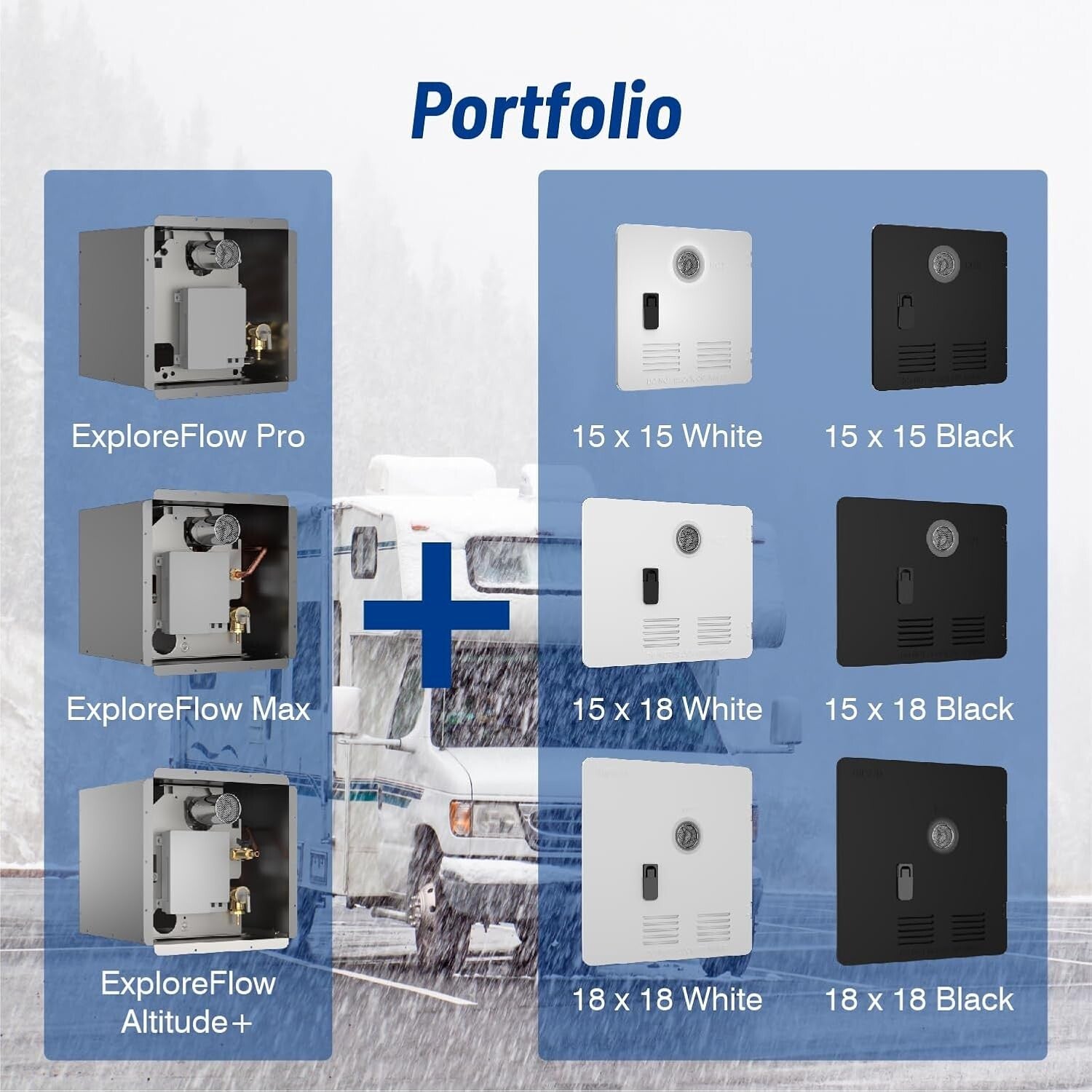 Durable Anti-Bump 15" x 15" RV Water Heater Door - Black Galvanized Steel