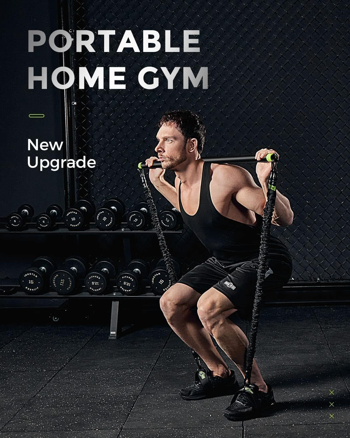 5-Piece Resistance Bands Home Gym Set with Adjustable Handles & Workout Bar