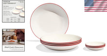Load image into Gallery viewer, Elegant White and Red Rim Entrée Bowls - 10-Inch, Dishwasher and Microwave Safe