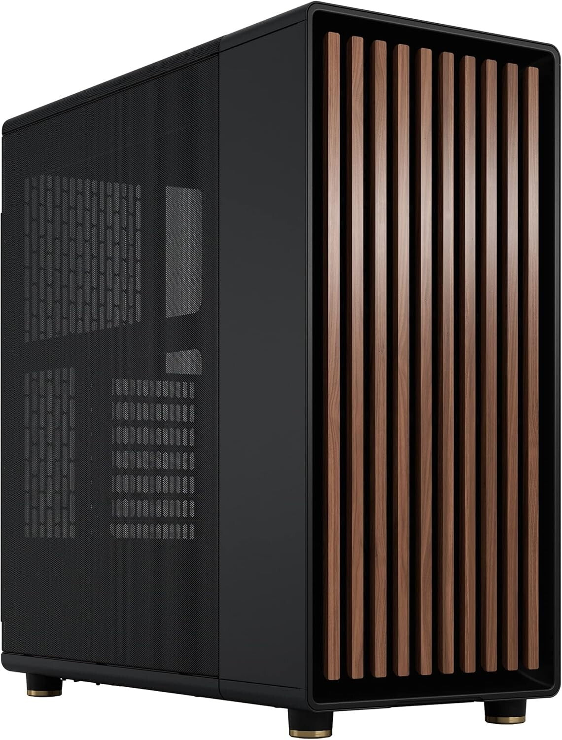 Luxurious Walnut Front Gaming PC Case with Mesh Ventilation & Customizable Space