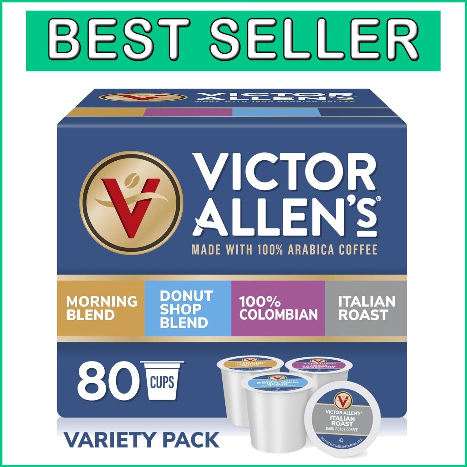 80 Single Serve Coffee Pods - 100% Arabica Variety with Light to Dark Roasts!