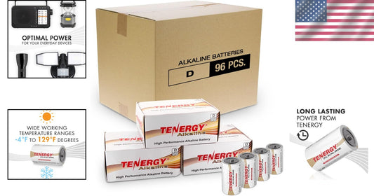 96-Pack Non-Rechargeable D Cell Batteries with Anti-Leak Design & Freshness Seal