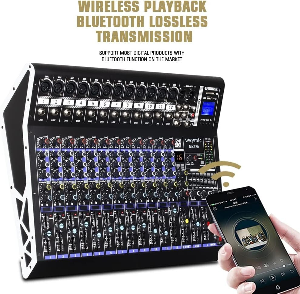 MX-80 8 Channel Professional Audio Mixer with XLR Jack & Bluetooth Connectivity