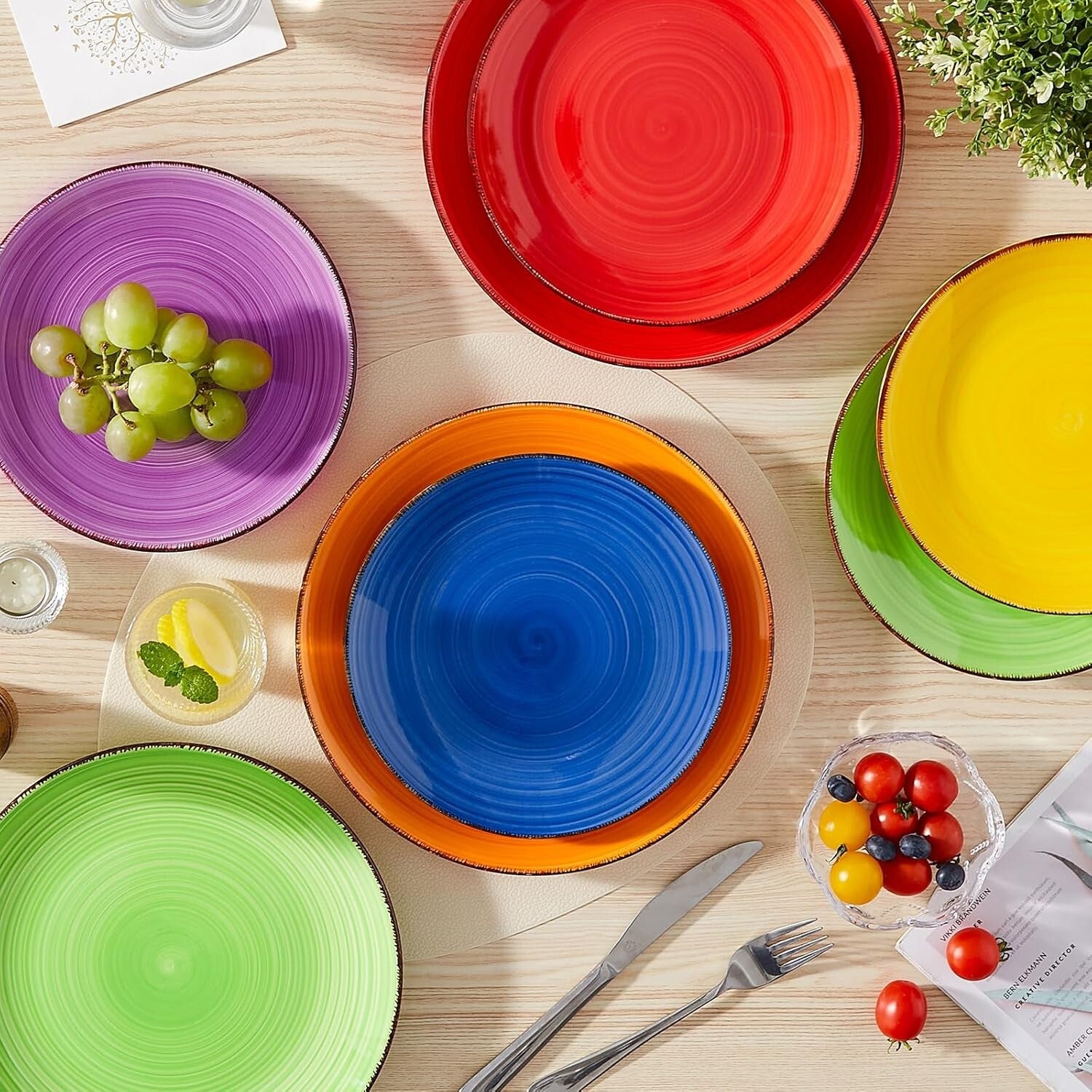 Elegant Set of 6 Ceramic Dinner Plates – Microwave and Dishwasher Safe 10.5 Inch