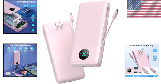 33800mAh Portable Charger with Built-in Cables & 25W Fast Charging Power Bank