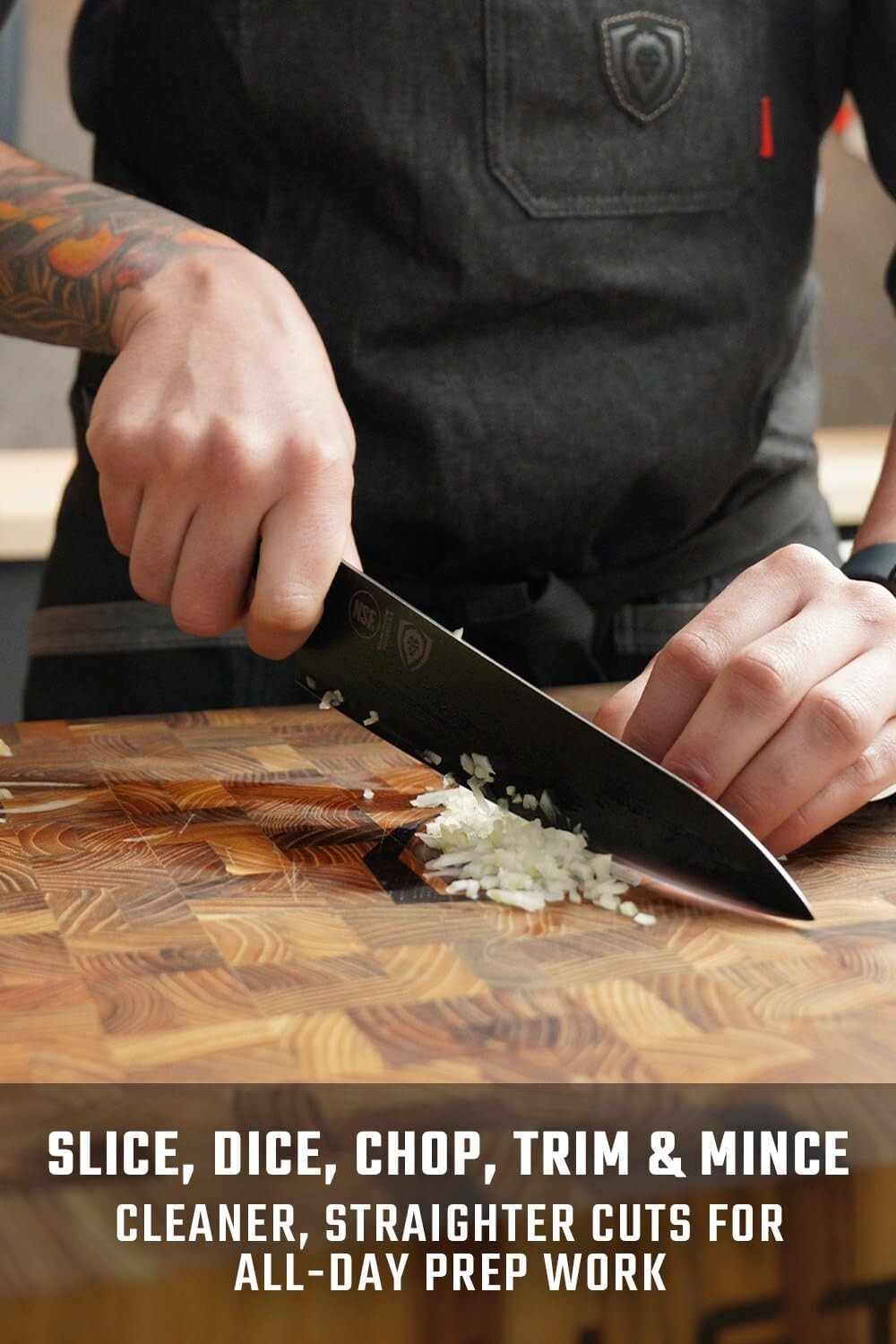 Premium 8-Inch Chef's Knife with Ergonomic G10 Handle - Black Titanium Finish