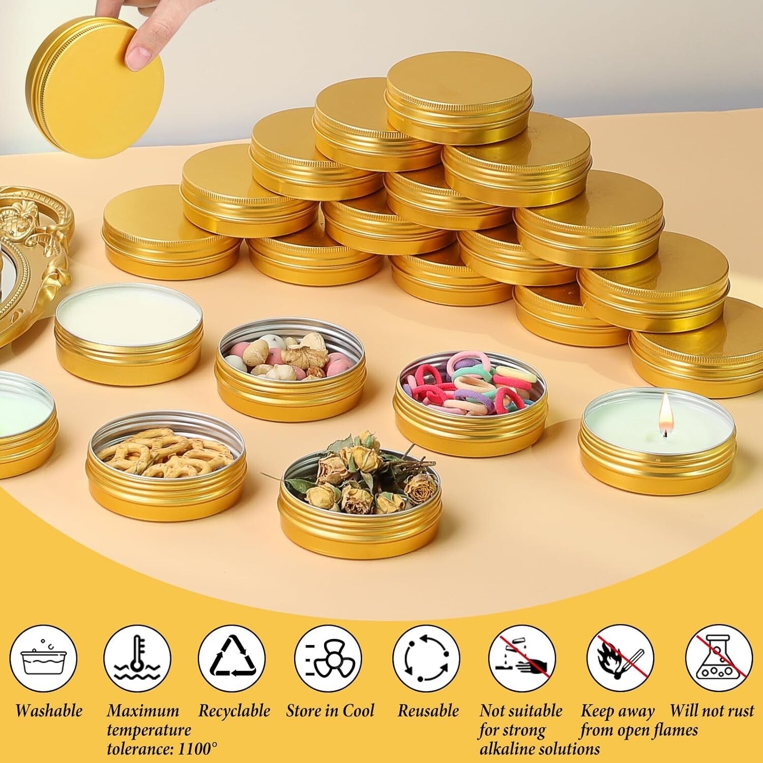 Durable Round 4 oz Aluminum Tins – Eco-Friendly Screw-Top Containers, 50 Pack