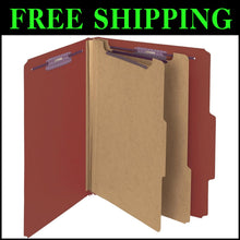 Load image into Gallery viewer, Letter Size Red File Folder with 2 Dividers &amp; SafeSHIELD Fasteners - 10 Pack