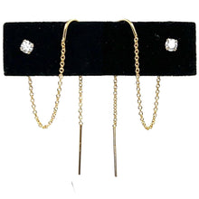 Load image into Gallery viewer, Elegant Cubic Zirconia Double Piercing Earrings - Sterling Silver or Gold Filled