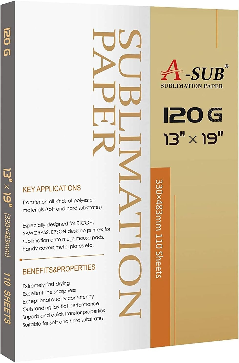 110 Sheets of 13x19 Inch Sublimation Paper 120 GSM - Perfect for DIY Projects