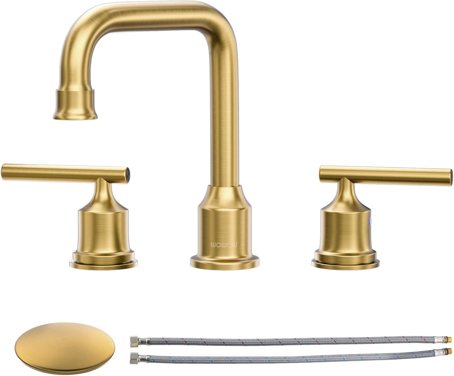 Elegant Brushed Gold Basin Faucet with 2 Handles - Modern 360° Swivel Design