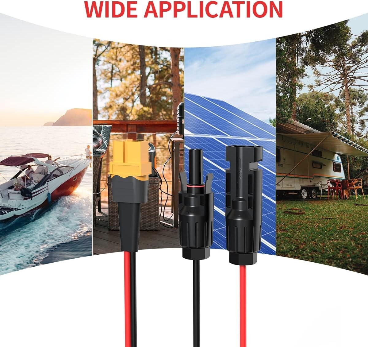 Durable 100FT XT60 to XT60 Solar Panel Connector Cable - High Conductivity