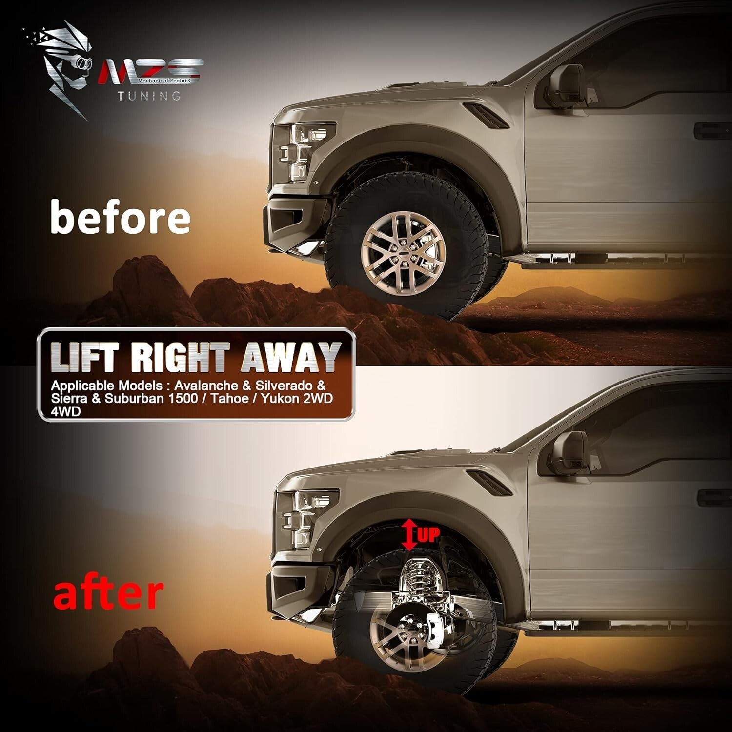 Easy Bolt-On 2.5" Front Lift Kit for 2007-2025 Yukon & Avalanche 1500 Models