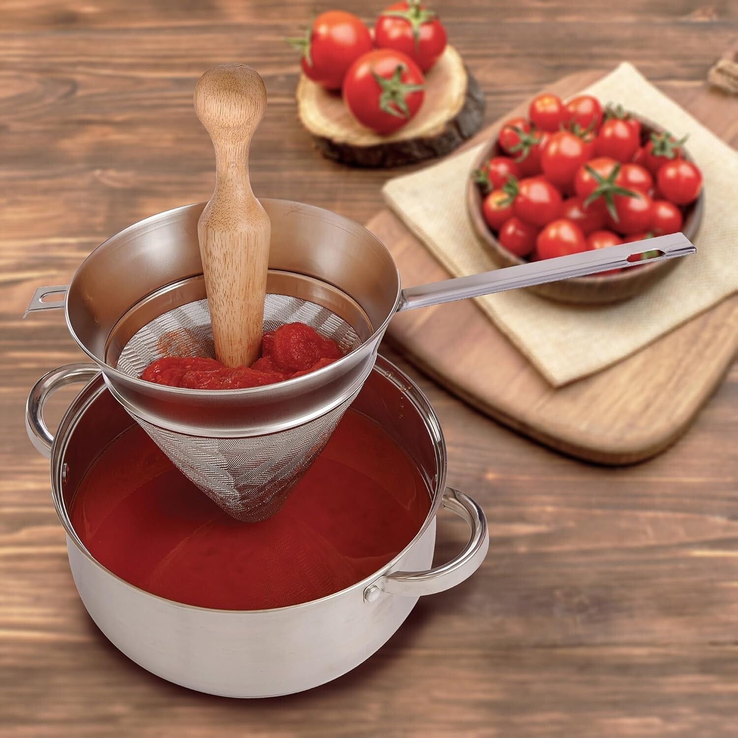 18/8 Stainless Steel 7-Inch Chinois Strainer - Perfect for Purees & Custards