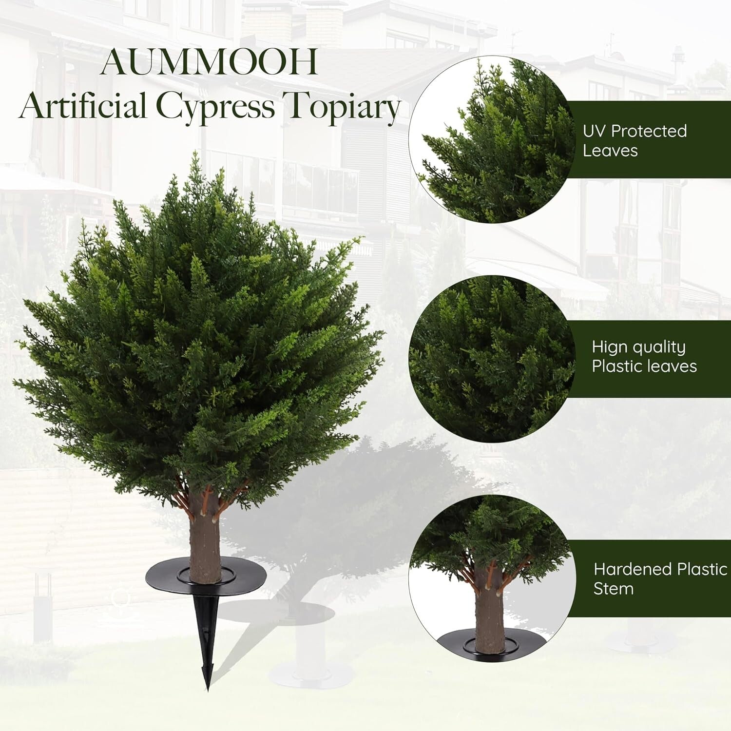 Durable Fade-Proof Artificial Cypress Trees - 15.7'' Topiary for All Spaces