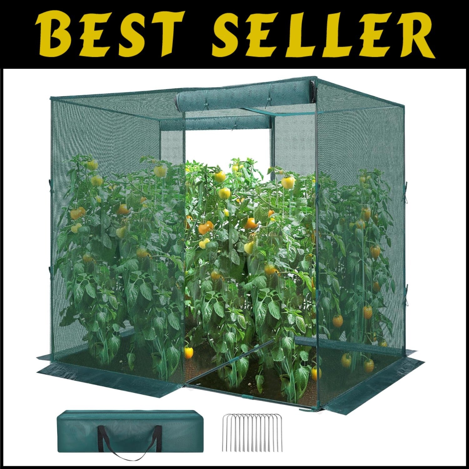 Durable 4' x 8' Plant Protection Cage with Ground Staples & Easy Access Zippers