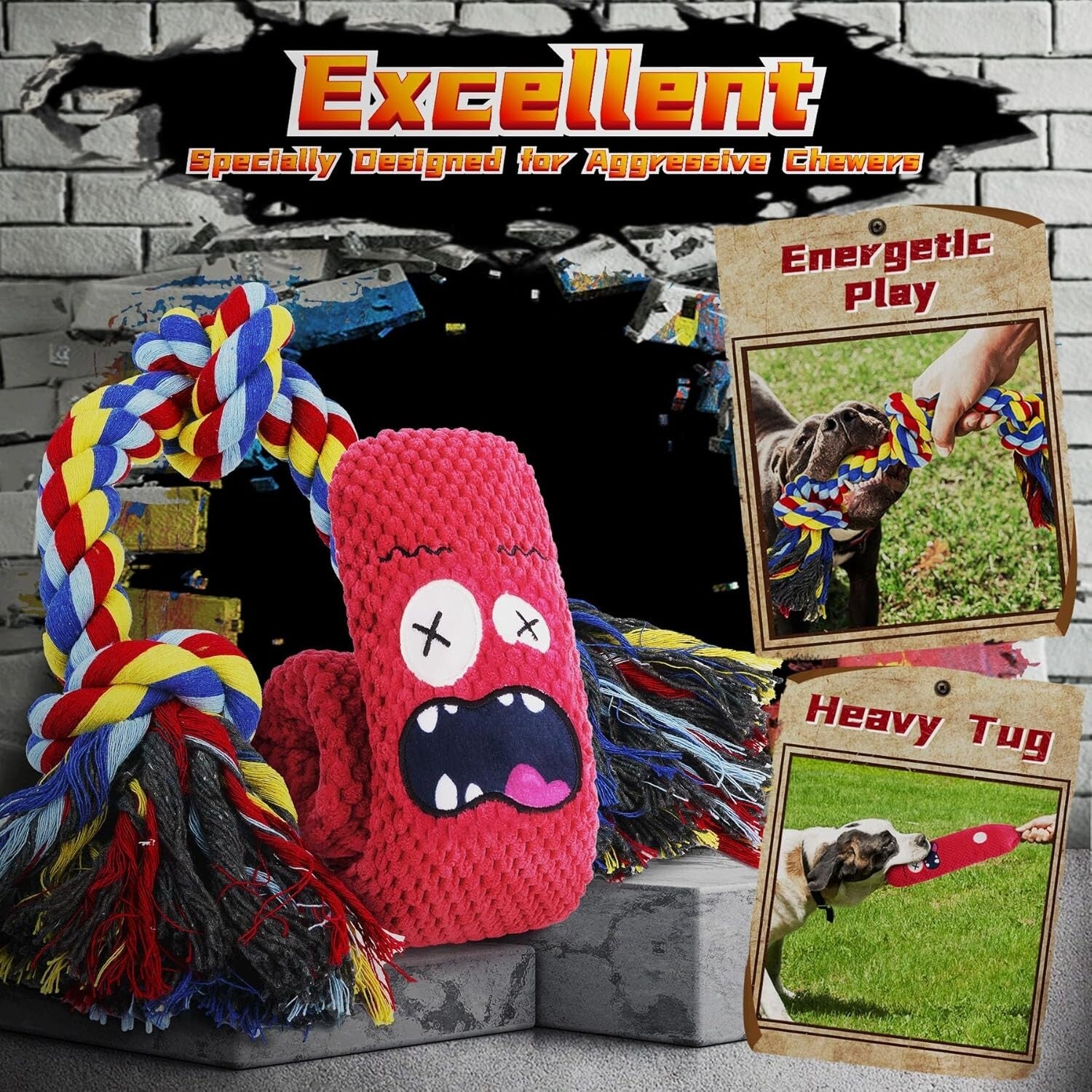 Large Breed Dog Chew Toys: Heavy-Duty 9 Pack for Strong Aggressive Chewers