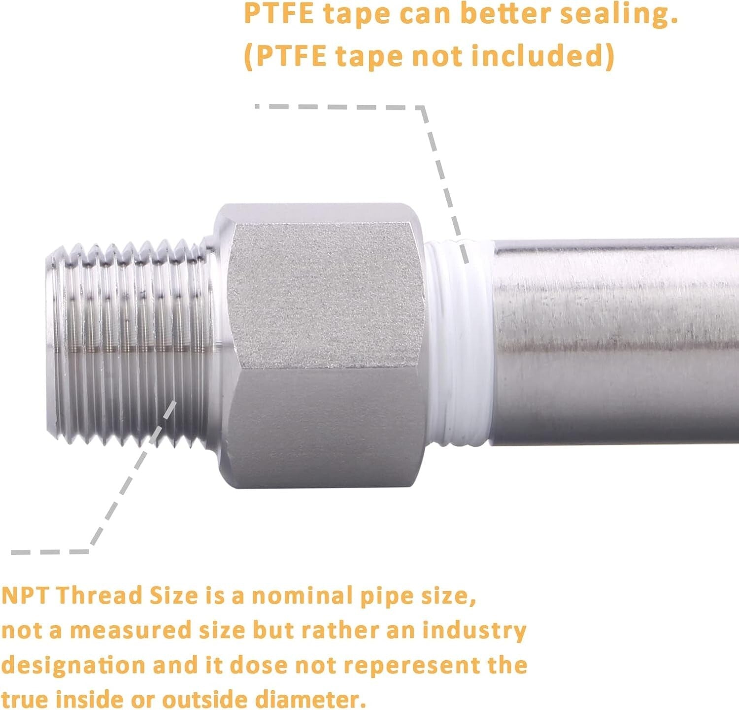 Pack of 5 Stainless Steel 304 Reducer Adapter Fittings - 1" Female x 3/4" Male