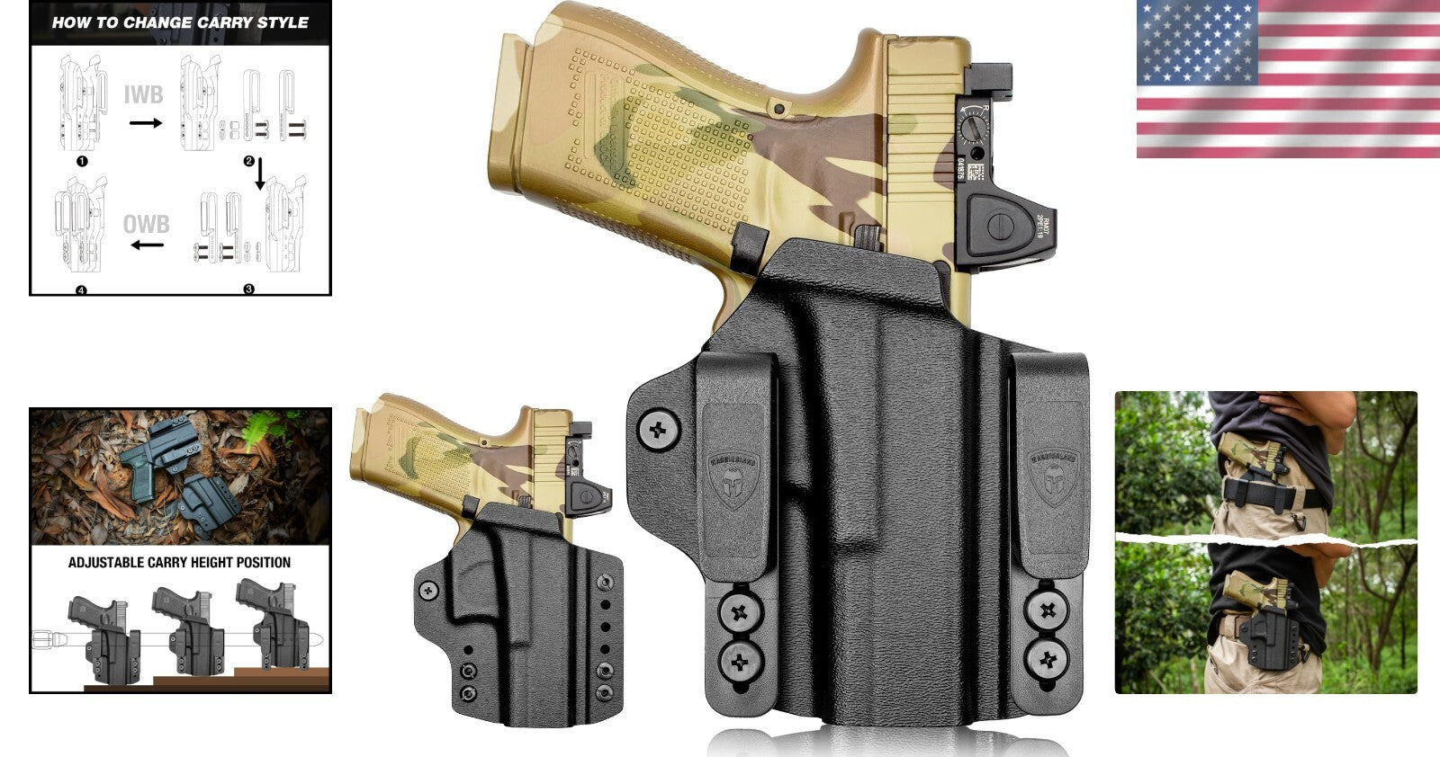 Optics Ready Convertible Holster for Glock & Taurus - Lightweight Kydex Design