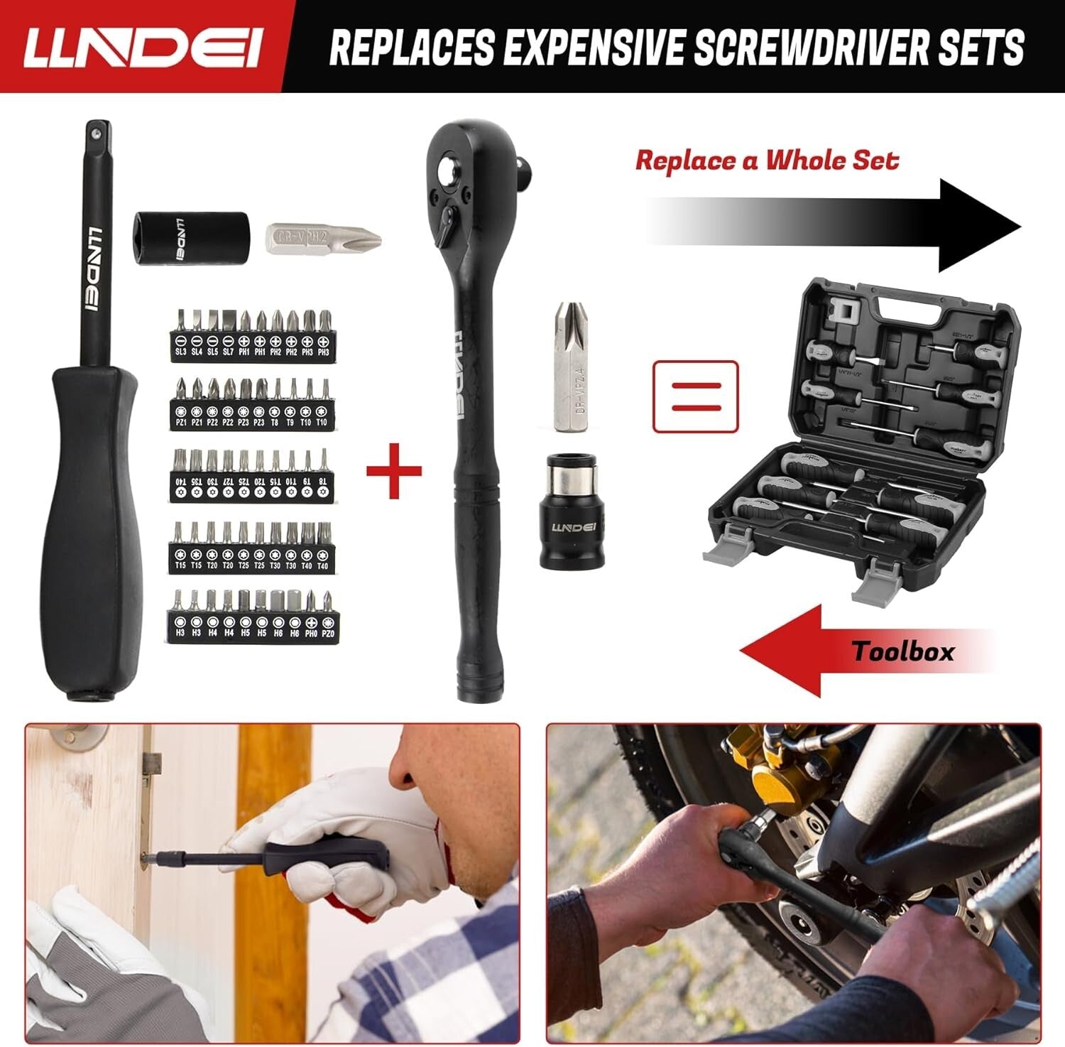 Durable Impact Socket Tool Set - 186 Pieces with Ratchet Wrench & Extension Bars