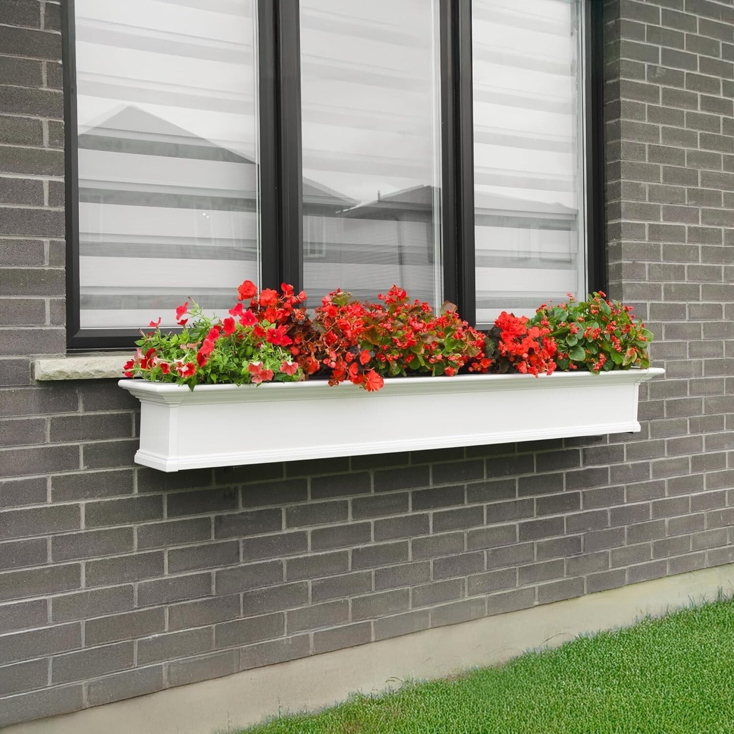 Durable 7ft Outdoor White Window Box with Double-Wall Design & Water Reservoir