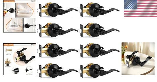 Durable Corrosion Resistant Privacy Door Levers - 8 Pack Matte Black Finish
