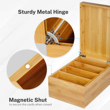 Load image into Gallery viewer, Spacious 4x6 Bamboo Index Card Box with Dividers - Organize 600 Cards Stylishly