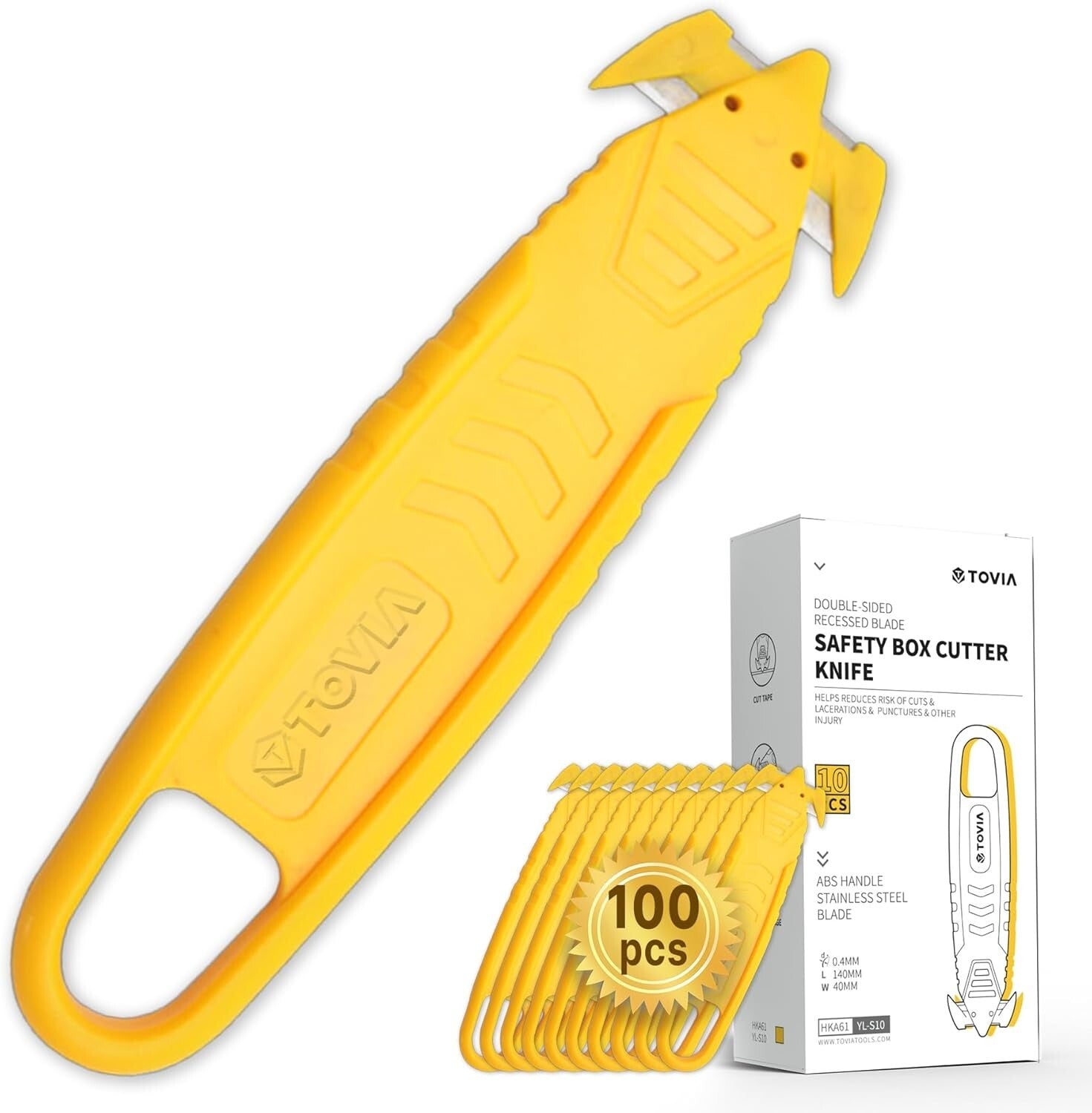 100pcs Compact Safety Box Cutter Knife with Concealed Stainless Steel Blade