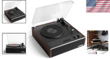 Load image into Gallery viewer, Versatile Espresso Turntable: 3-Speed, Bluetooth, with Hi-Fi Speakers Included