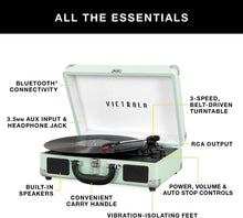 Load image into Gallery viewer, Upgraded Sound 3-Speed Suitcase Record Player with Bluetooth Speakers - Mint