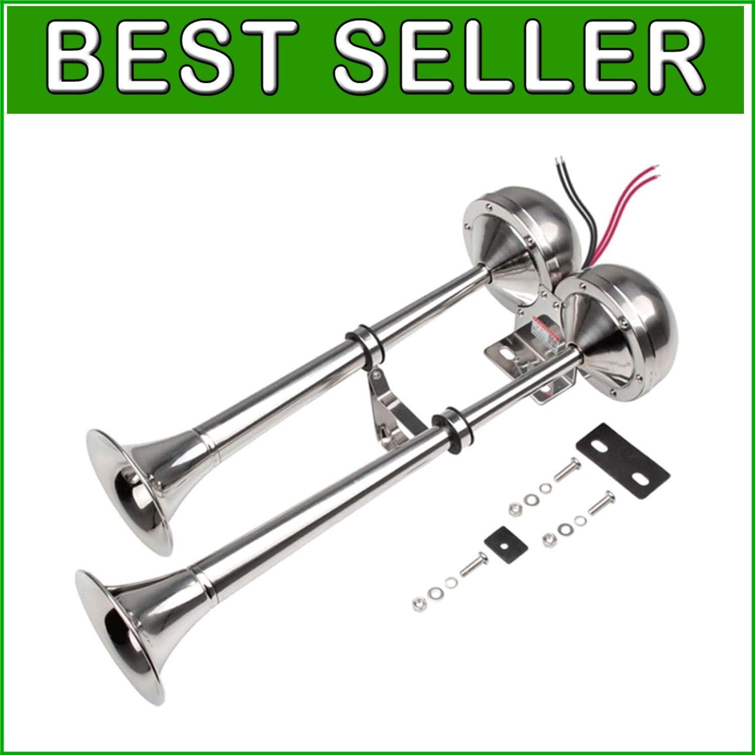 Durable Stainless Steel Dual Trumpet Horn for Boats, RVs, and Off-Road Vehicles