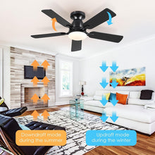 Load image into Gallery viewer, Low Profile 5-Blade Ceiling Fan with Lights - App &amp; Remote Controlled Elegance
